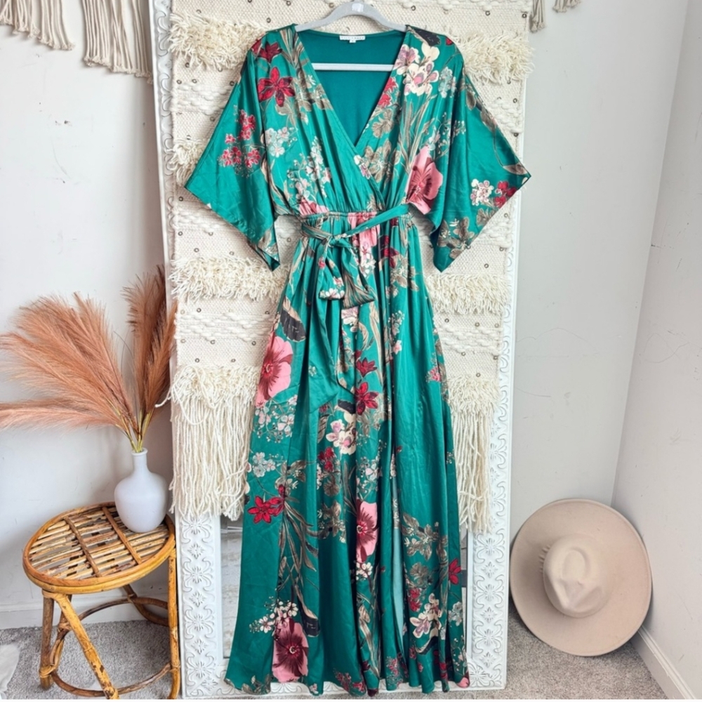 Baltic Born Sicily Floral Maxi Dress Dark Green Small